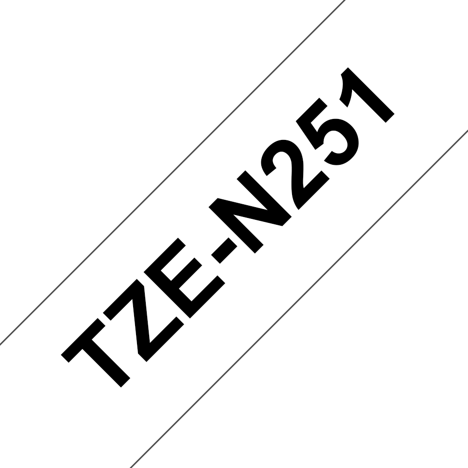 Original Brother TZeN251 ulaminert merketape – sort på hvit, 24 mm bred